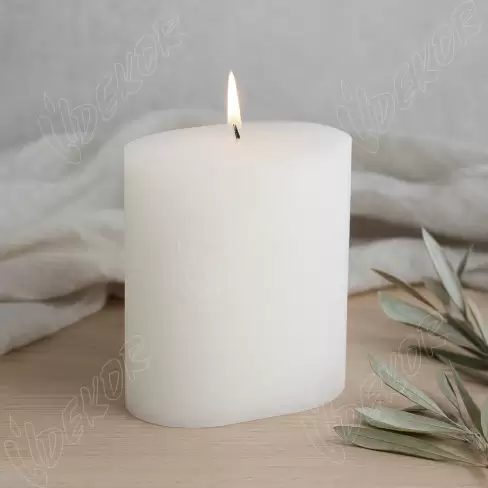 Κερί Ρουστίκ μασίφ λευκό Οβάλ Παραλληλόγραμμο 15×7×17 cm