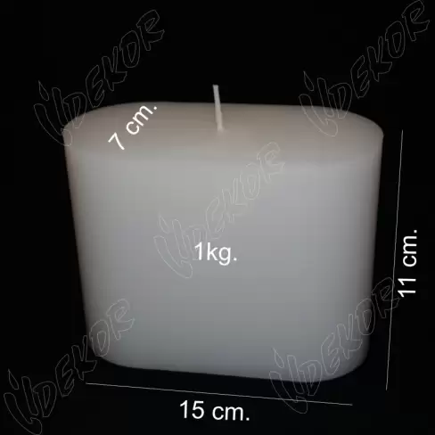 Κερί Ρουστίκ μασίφ λευκό Οβάλ Παραλληλόγραμμο 15×7×11 cm