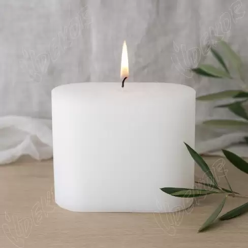 Κερί Ρουστίκ μασίφ λευκό Οβάλ Παραλληλόγραμμο 15×7×11 cm